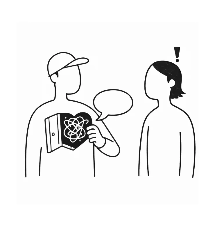「まず⾃ら⼼のドアをあける」のイラスト